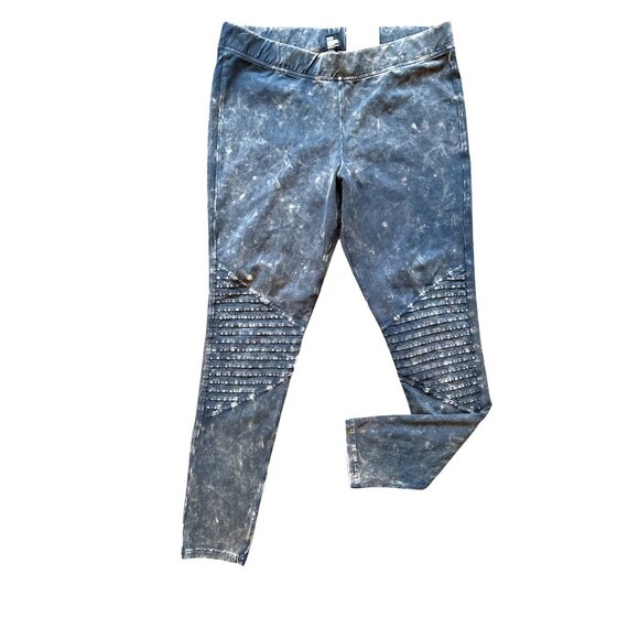 New w Tags HUE Black Wash Cotton Moto Leggings - Picture 1 of 8
